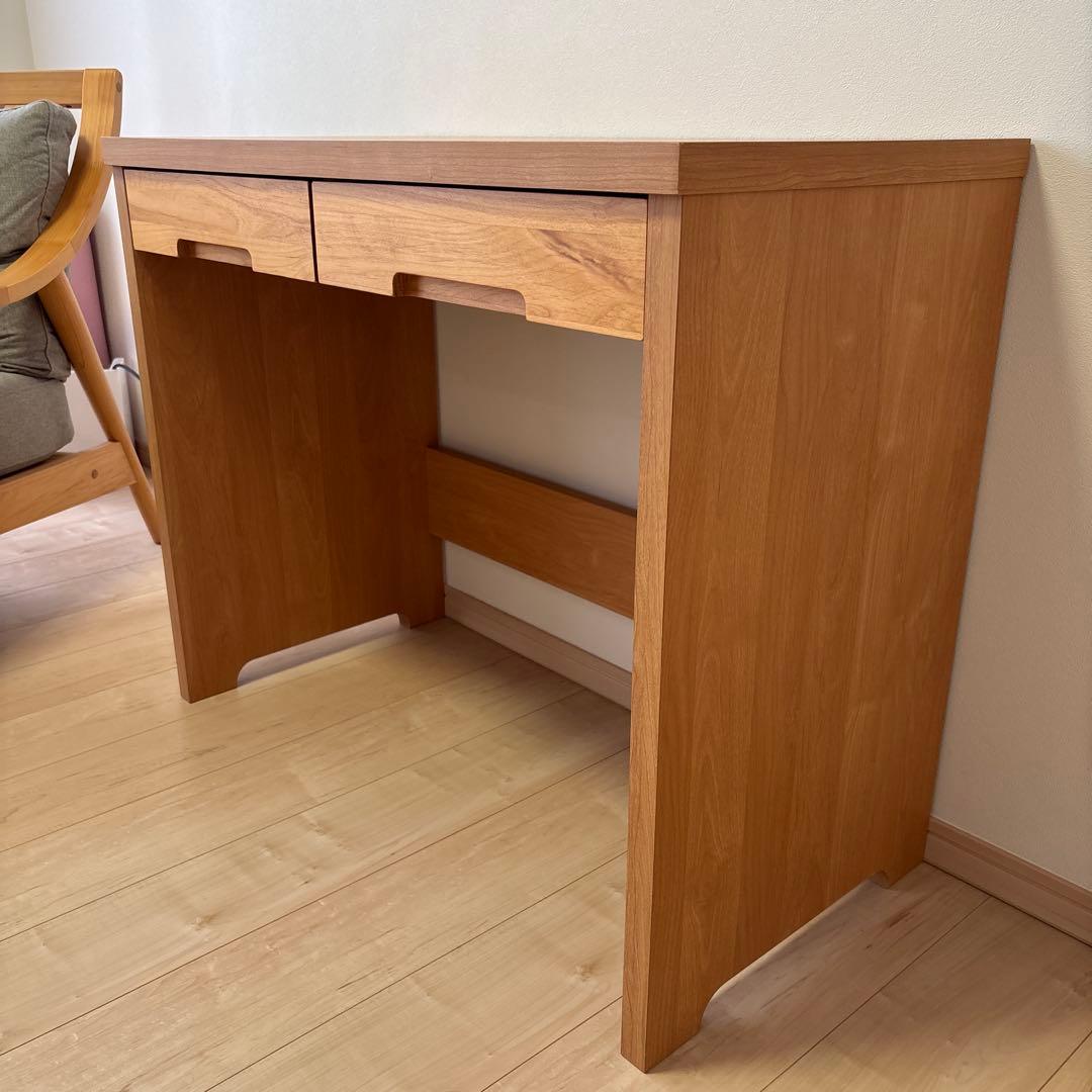 木製リビングデスク学習デスク　ベルメゾン アルダー材 幅90cm 堀田木工所