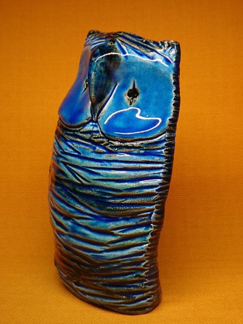 【美品】フクロウ　陶器　イタリア　置物　インテリア　工芸品　美術品　A1035