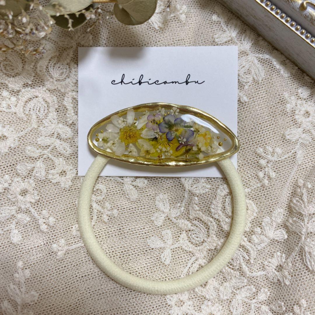 ハンドメイド レジン お花　ヘアゴム　ポニーフック　ブローチ　no.223