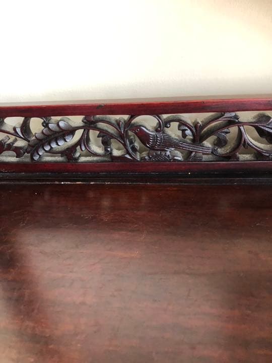 【美品】紫檀家具　清代紫檀茶箪笥 透かし彫り飾り棚 古董品