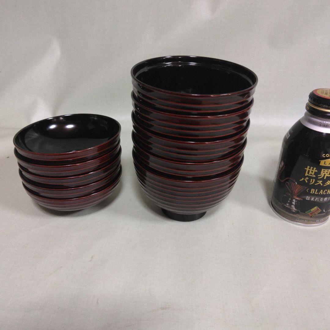 80客まとめて、越前漆器の千筋吸い物椀溜内黒漆塗り