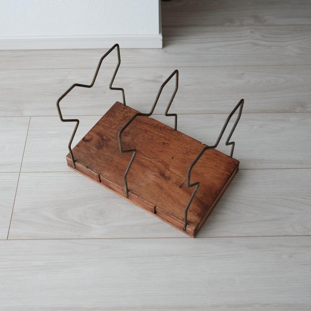 昭和前期 日本古道具 可動式ブックスタンド オーク材 台座付き 分解調整可