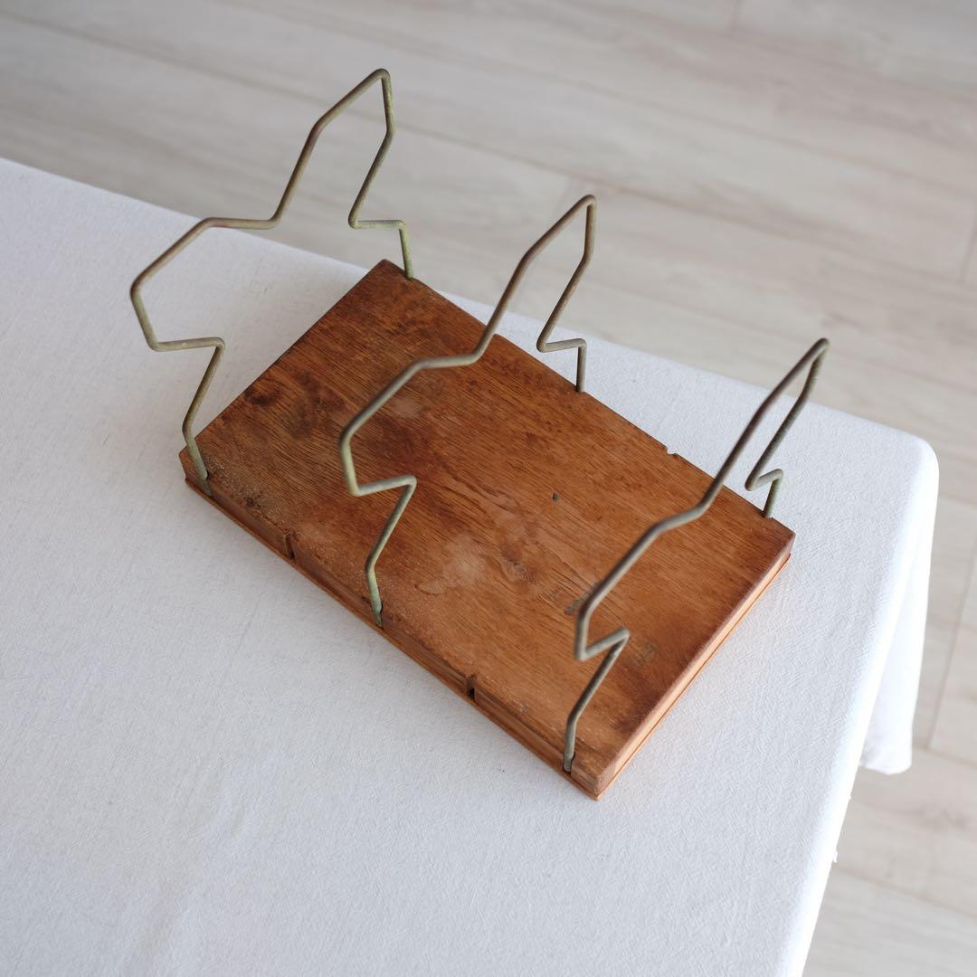 昭和前期 日本古道具 可動式ブックスタンド オーク材 台座付き 分解調整可