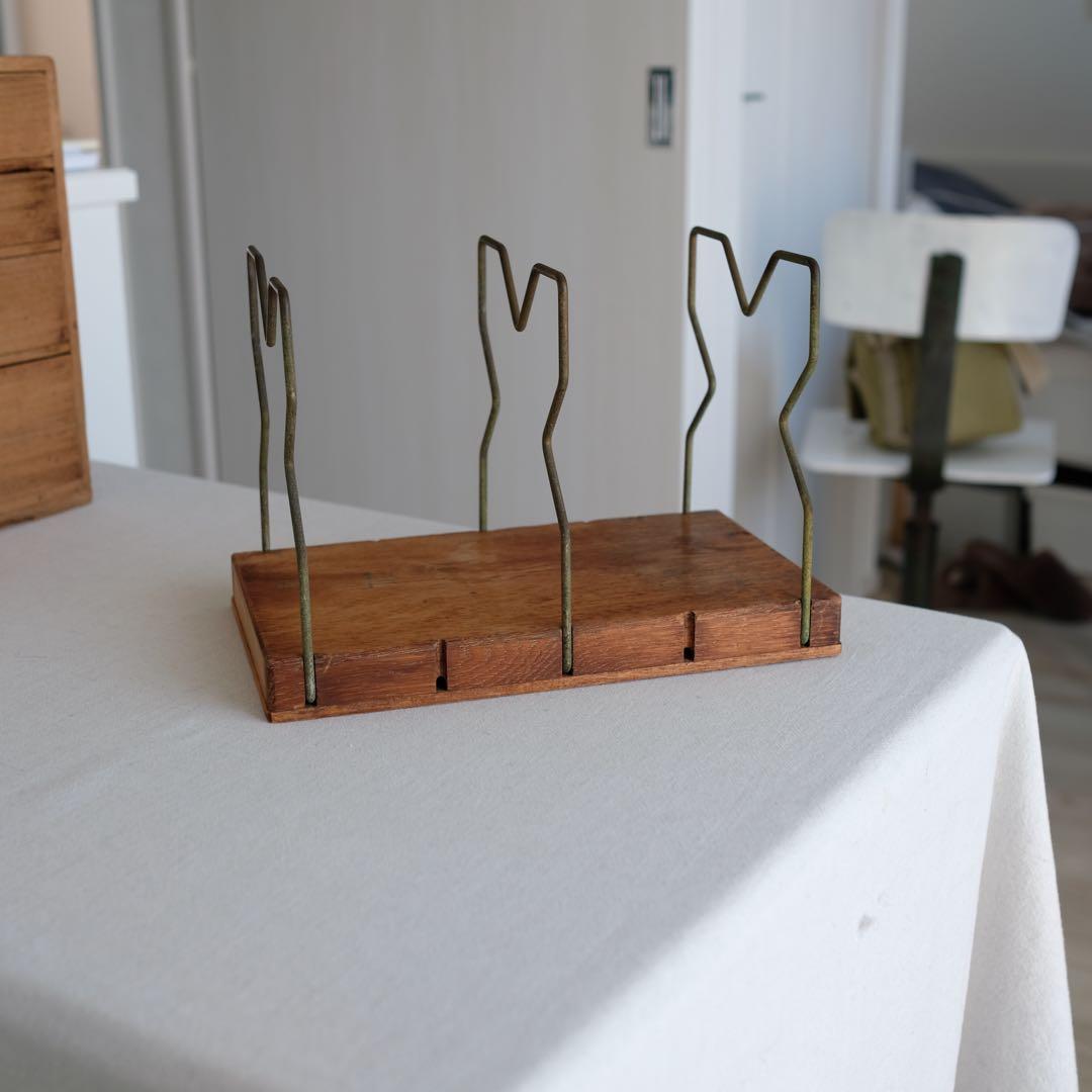 昭和前期 日本古道具 可動式ブックスタンド オーク材 台座付き 分解調整可