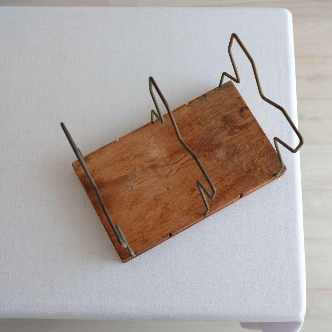 昭和前期 日本古道具 可動式ブックスタンド オーク材 台座付き 分解調整可