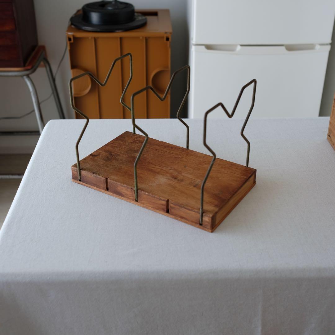 昭和前期 日本古道具 可動式ブックスタンド オーク材 台座付き 分解調整可