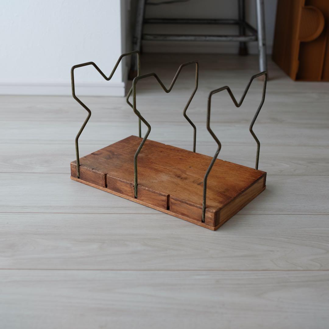 昭和前期 日本古道具 可動式ブックスタンド オーク材 台座付き 分解調整可