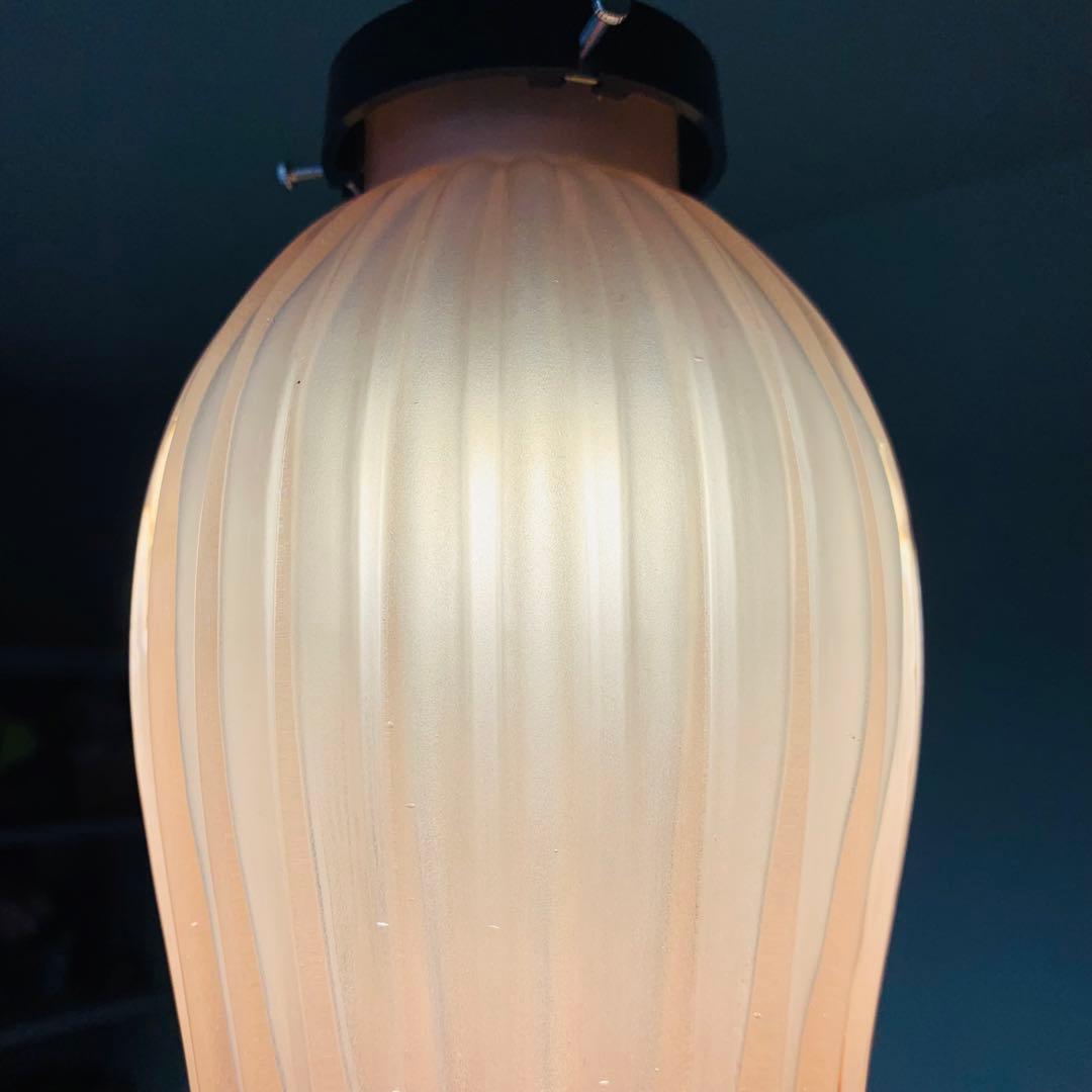 昭和レトロ 気泡 ランプシェード 電傘 電笠 乳白 すりガラス ピンク