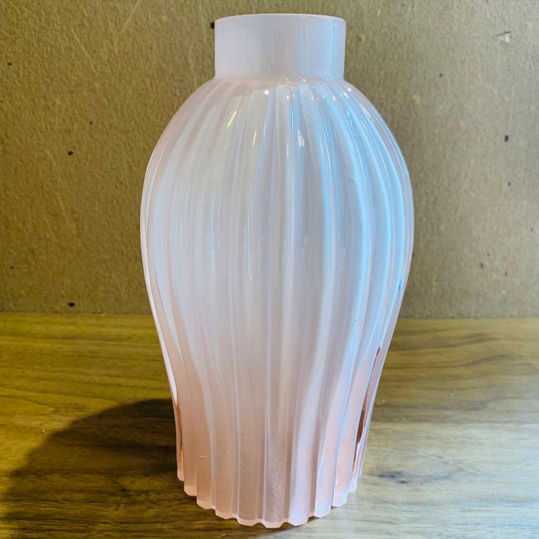 昭和レトロ 気泡 ランプシェード 電傘 電笠 乳白 すりガラス ピンク