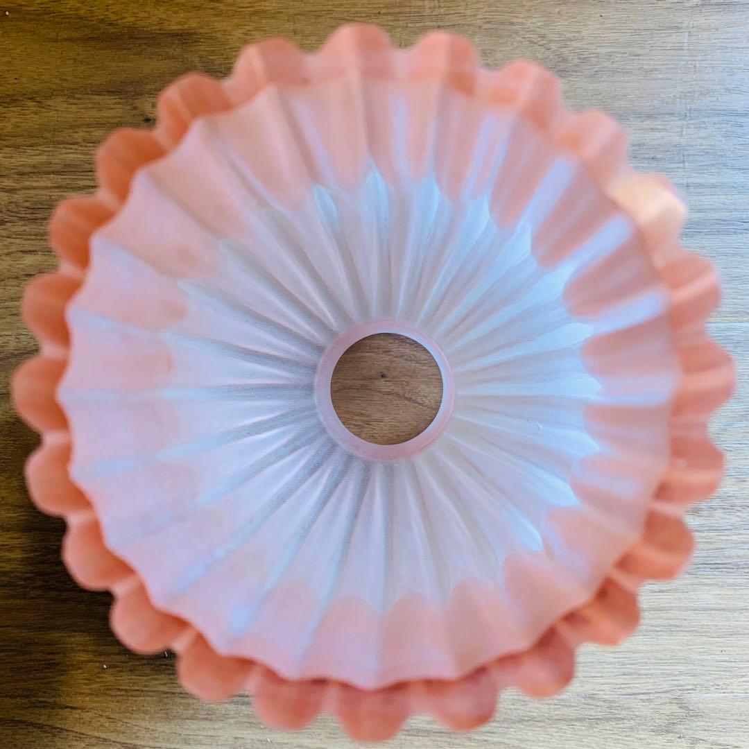 昭和レトロ 気泡 ランプシェード 電傘 電笠 乳白 すりガラス ピンク