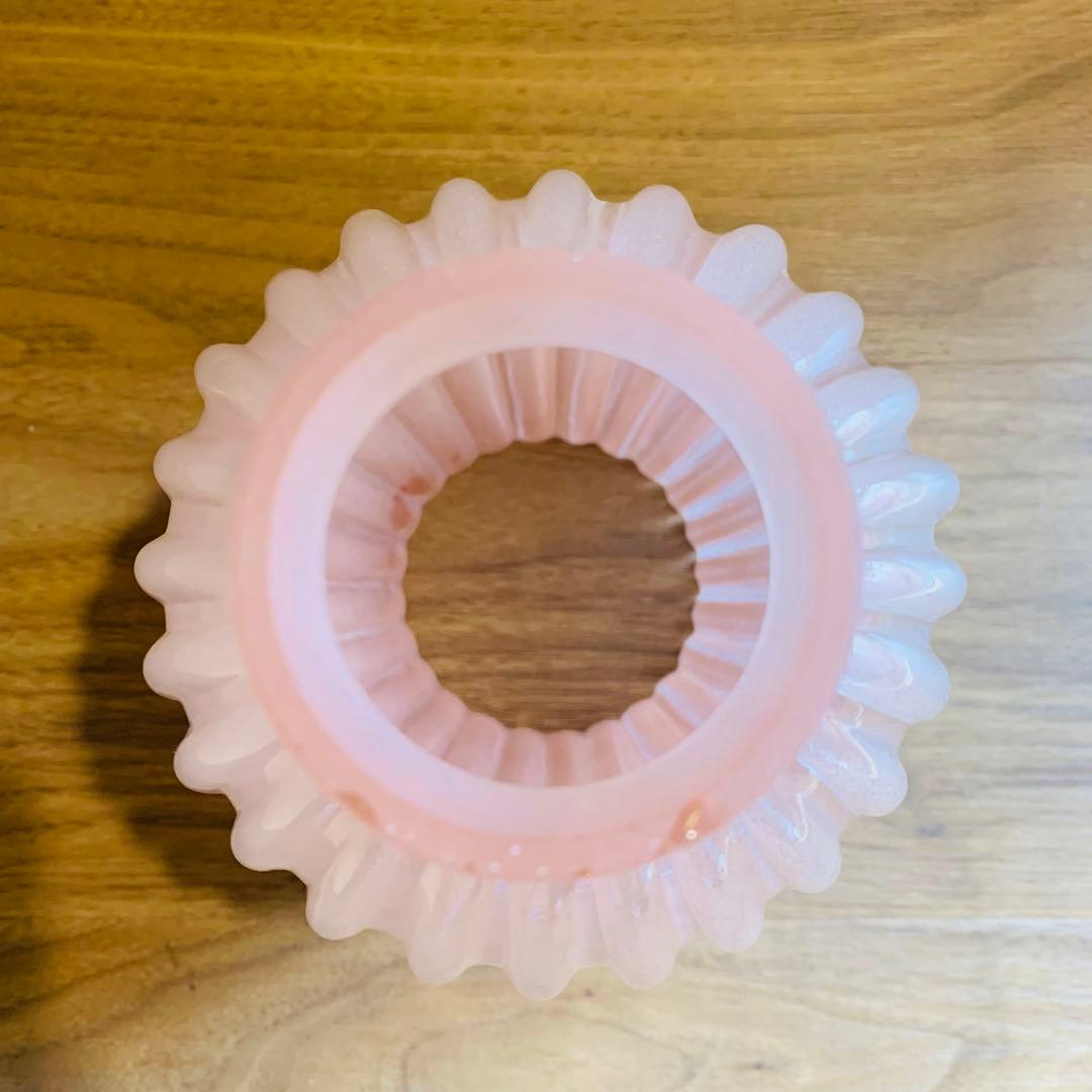 昭和レトロ 気泡 ランプシェード 電傘 電笠 乳白 すりガラス ピンク
