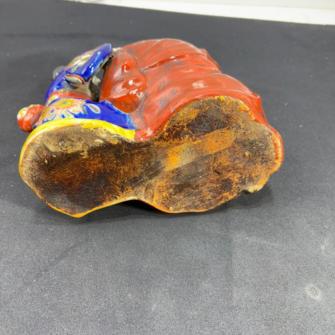 九谷焼　古九谷　和装美人　達磨の耳かき像　明治期？　置物　飾り物　時代物