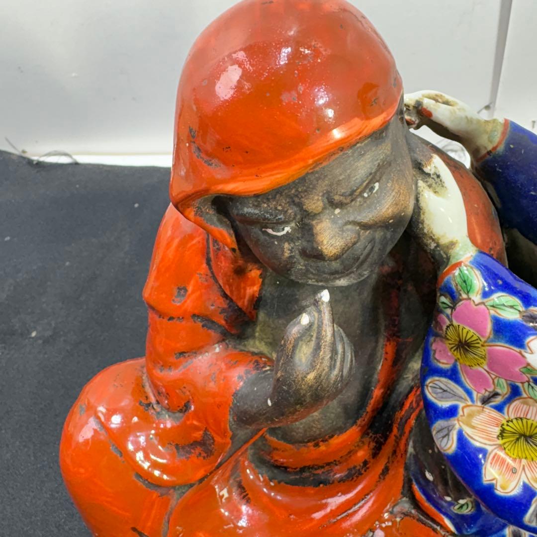 九谷焼　古九谷　和装美人　達磨の耳かき像　明治期？　置物　飾り物　時代物