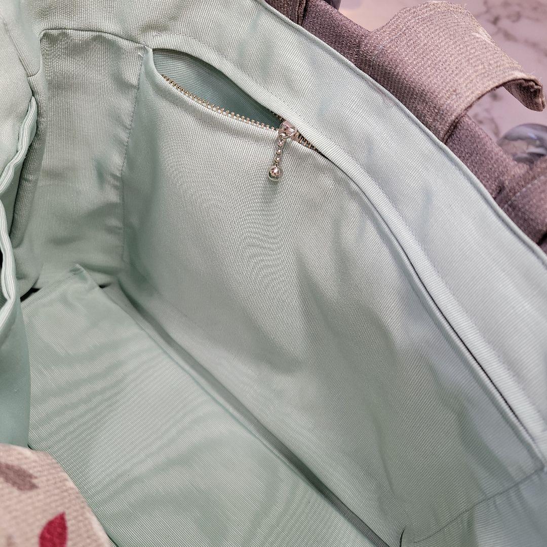 〈セール品〉小紋生地リメイク　持ち手　グレーアクリルハンドル　バッグ㊸