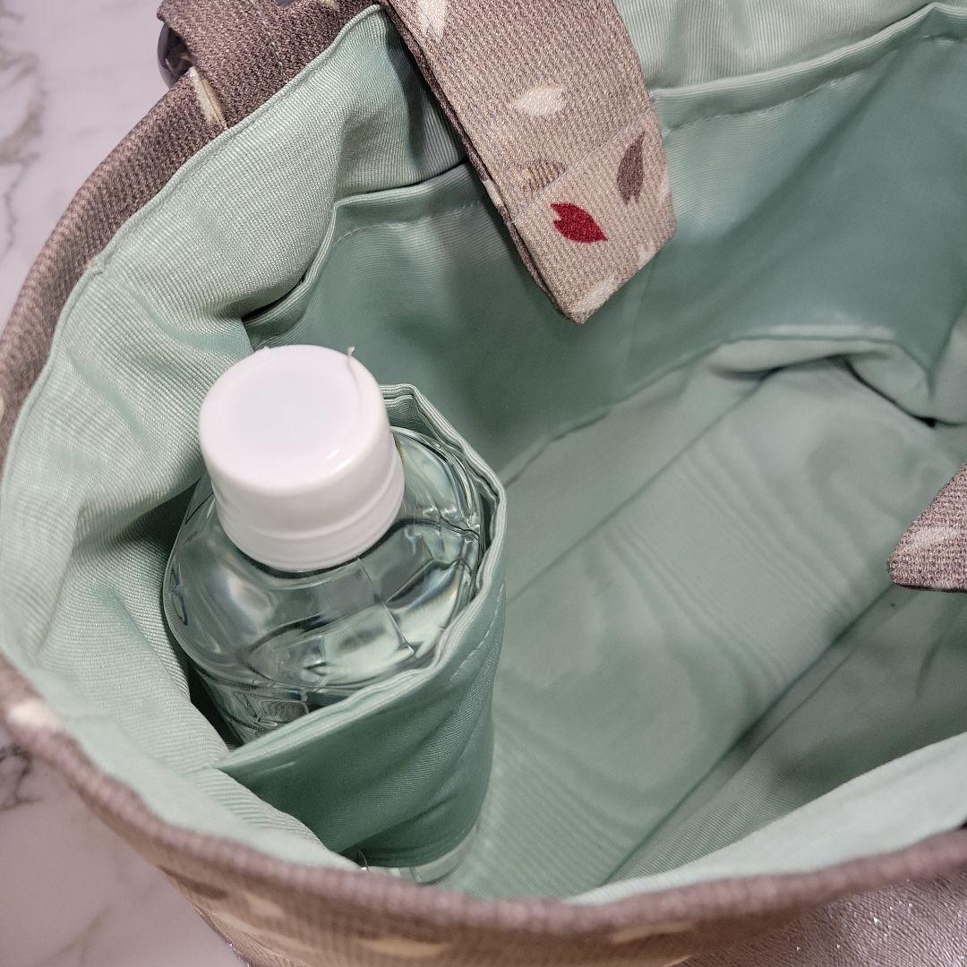 〈セール品〉小紋生地リメイク　持ち手　グレーアクリルハンドル　バッグ㊸