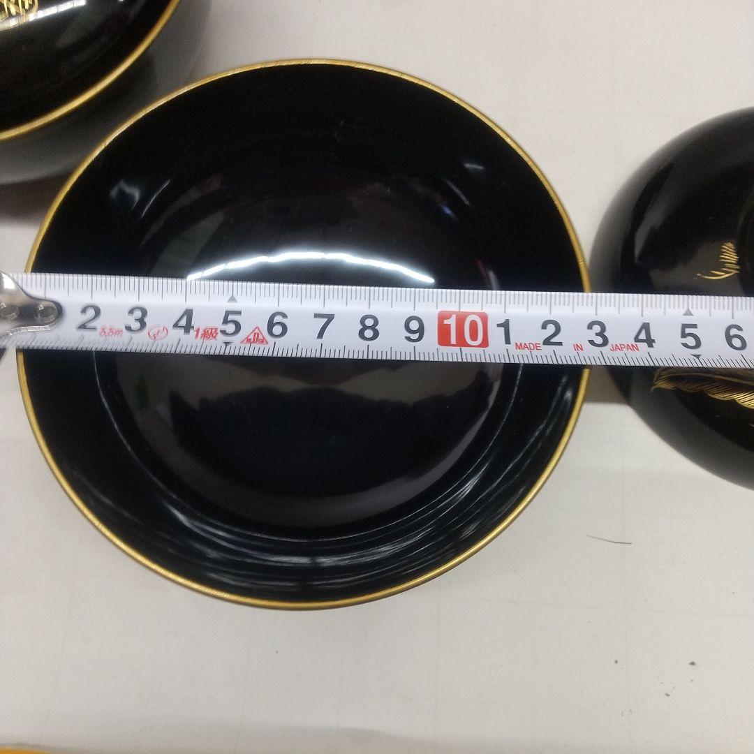 [現品限り]川連漆器 沈金蒔絵吸い物椀 黒漆 5客