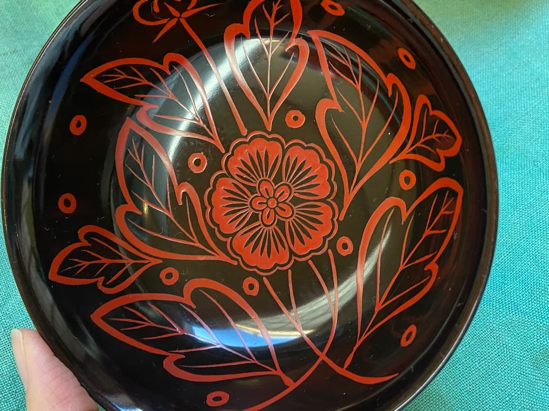 能登蔵出し 時代物 吉野塗 扶養手 蓋付 大椀 2客セット /漆器椀 懐石 正月