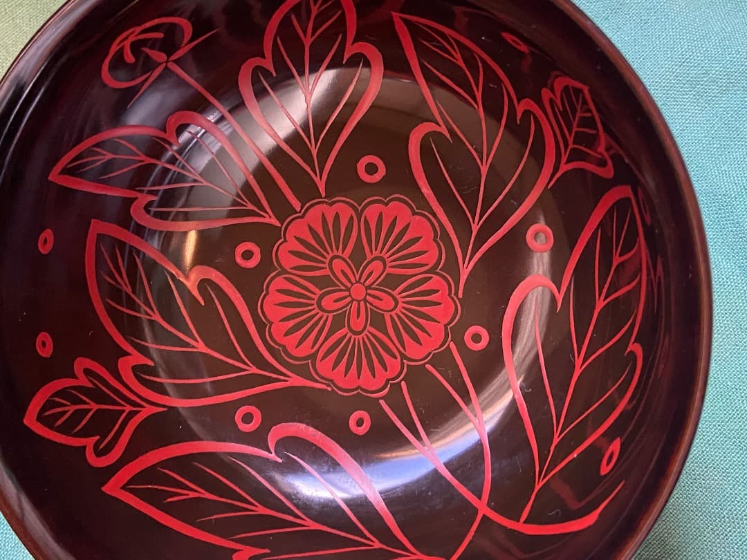 能登蔵出し 時代物 吉野塗 扶養手 蓋付 大椀 2客セット /漆器椀 懐石 正月