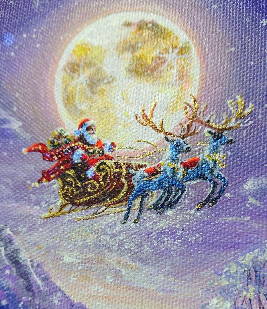 ぷ*あ様 【雪の降る夜】アクリル画 F3 風景画 絵画