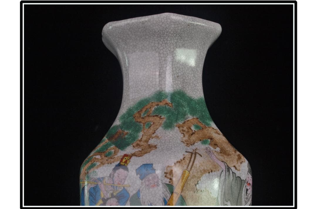 中国 清時代　在銘手描き花瓶 美術品　激安骨董品 DE982B12-5