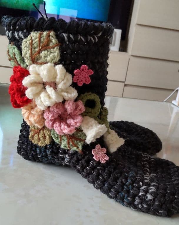 №386毛糸靴下、ルームシューズ、ハンドメイド