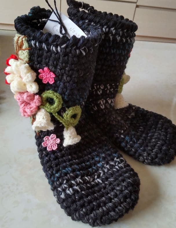 №386毛糸靴下、ルームシューズ、ハンドメイド