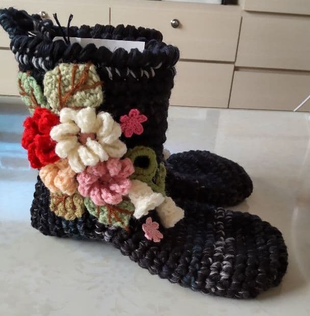 №386毛糸靴下、ルームシューズ、ハンドメイド