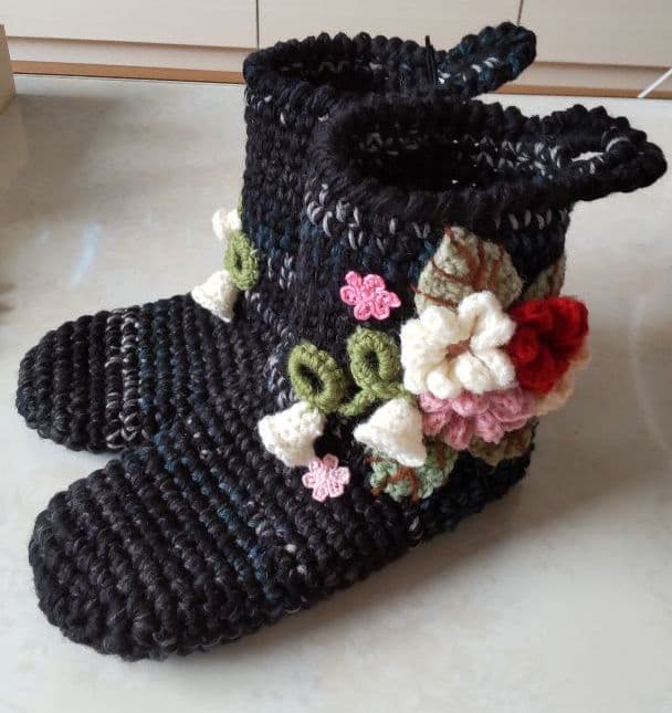 №386毛糸靴下、ルームシューズ、ハンドメイド