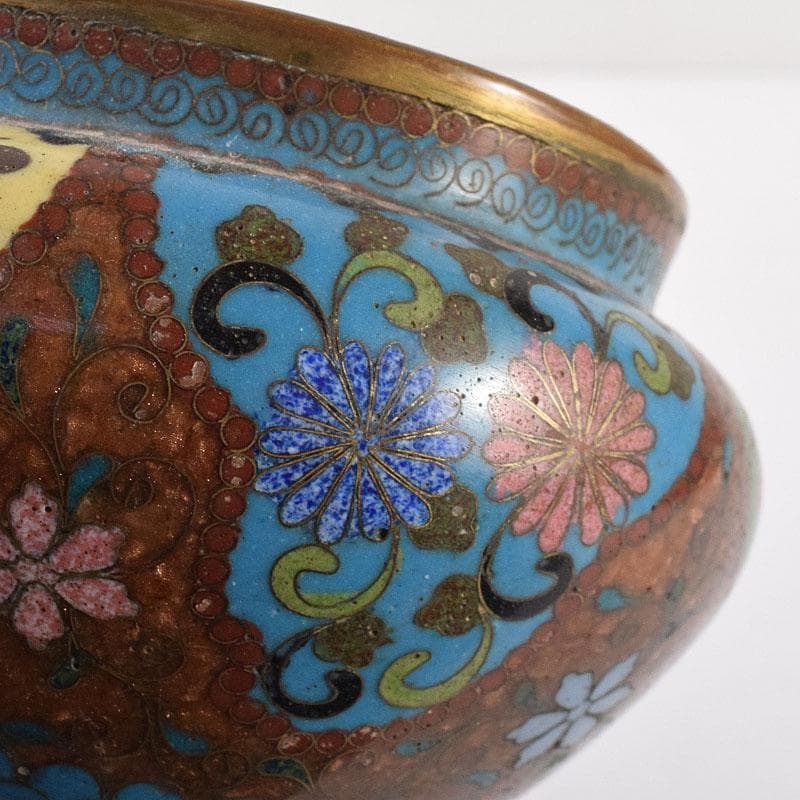 中国 古七宝琺瑯彩 花文 蓋爐 香炉 煎茶碗 3点まとめて V R8616 - メルカリ