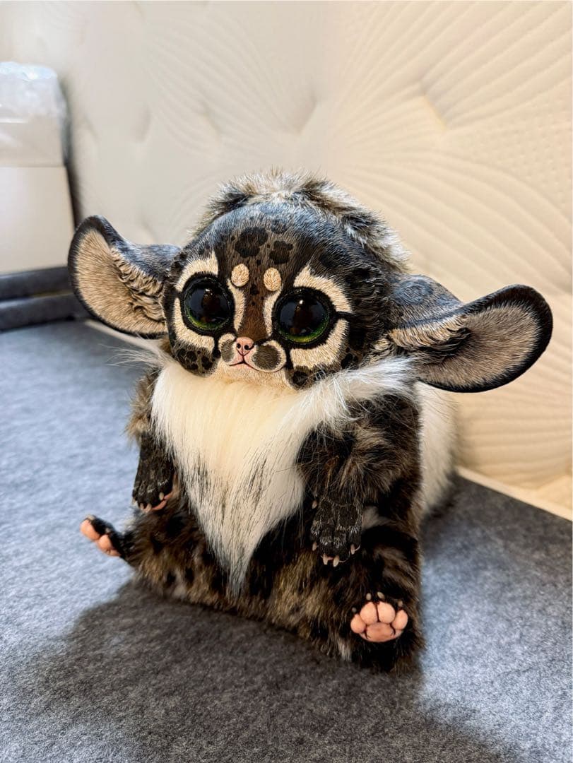 アートドール ハンドメイド 幻獣 海外作家 稲荷キツネ 山猫柄 ぬいぐるみ 人形