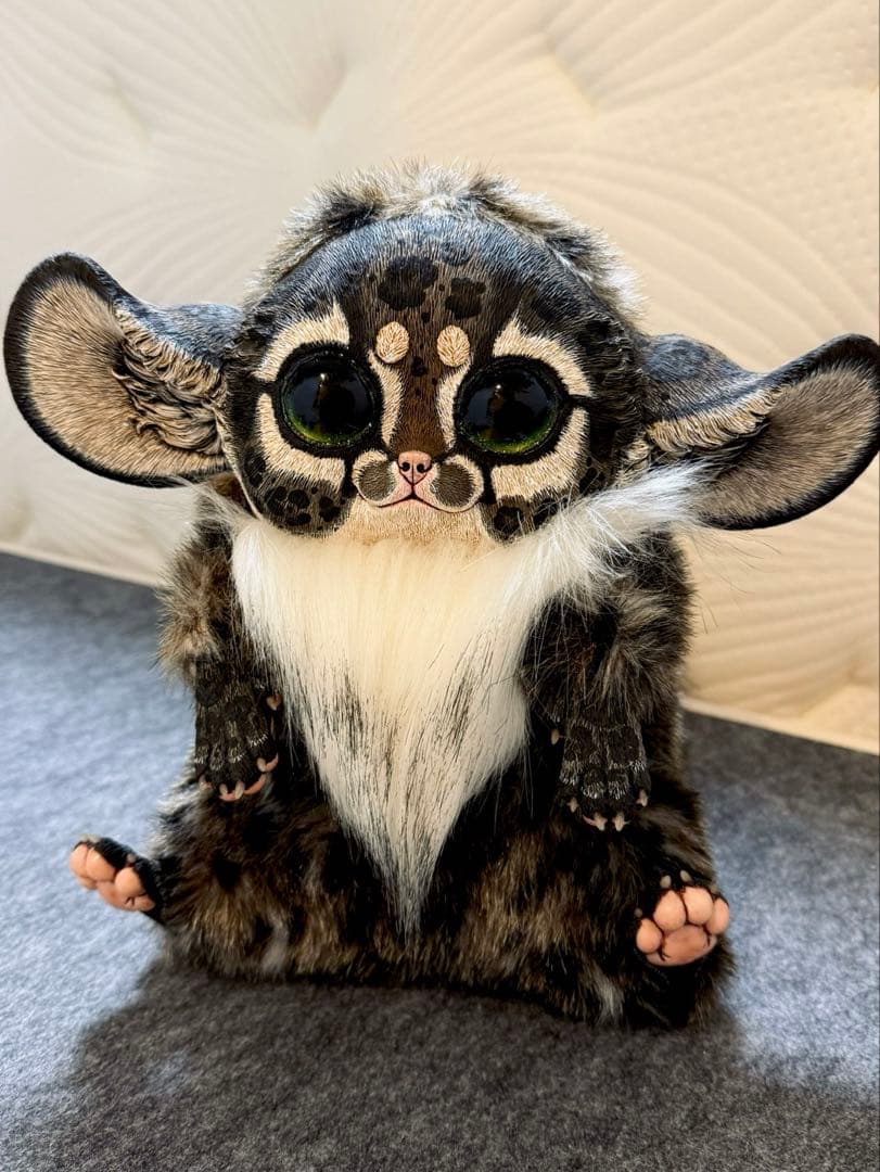 アートドール ハンドメイド 幻獣 海外作家 稲荷キツネ 山猫柄 ぬいぐるみ 人形