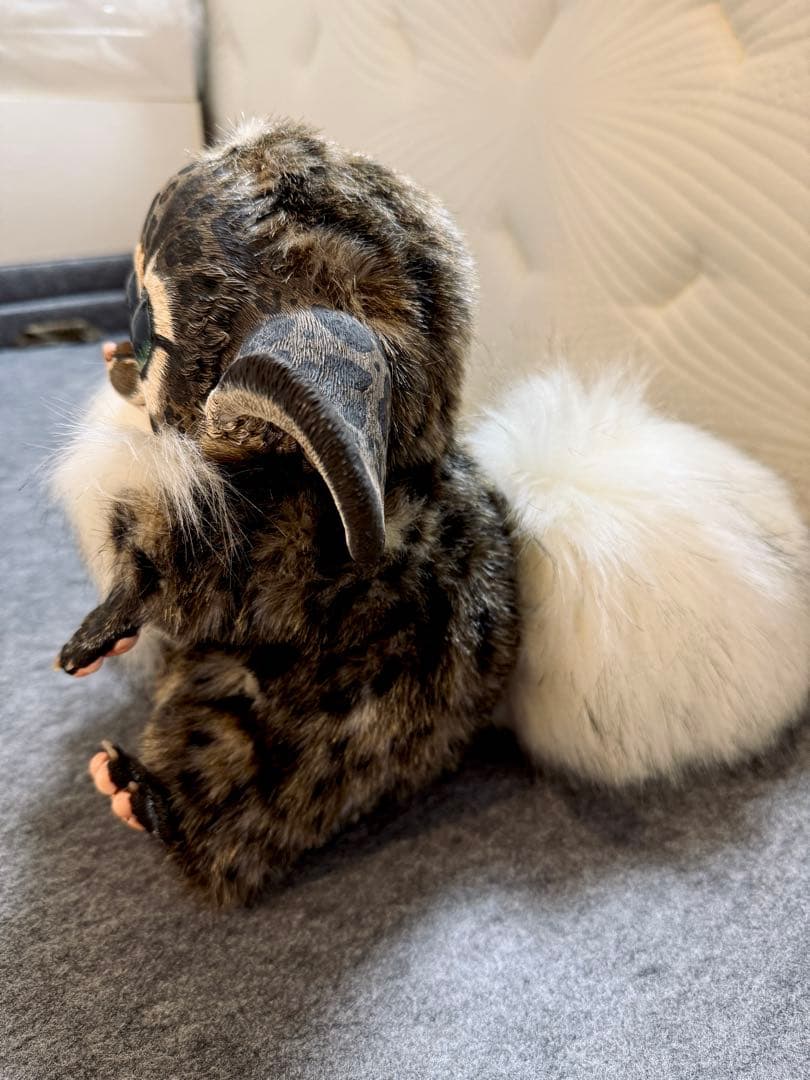 アートドール ハンドメイド 幻獣 海外作家 稲荷キツネ 山猫柄 ぬいぐるみ 人形