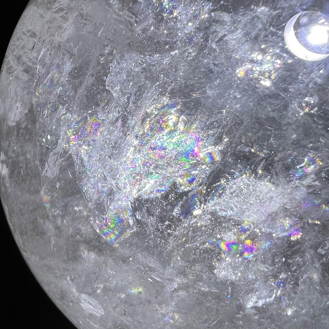 ✳️クラック超ギラギラ☆美煌ハイクオリティ極大玉✨レインボー ヒマラヤ水晶 丸玉