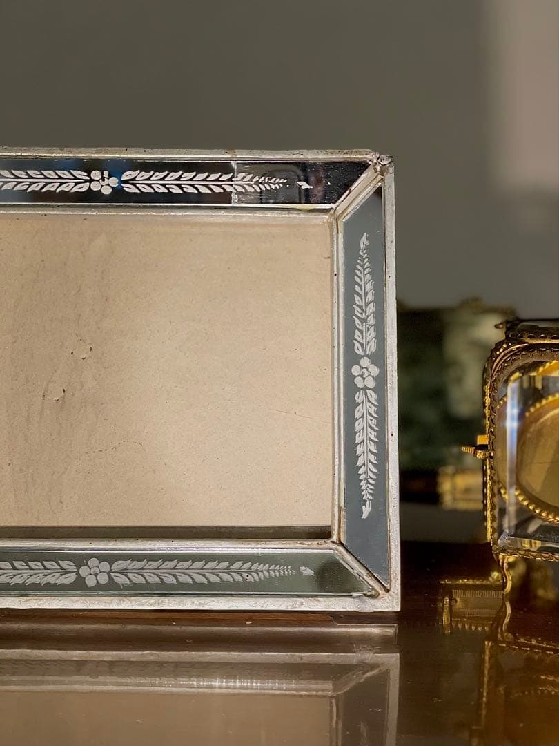 フランス　 アンティーク 写真立て 鏡　アールヌーボー　アールデコ　蚤の市