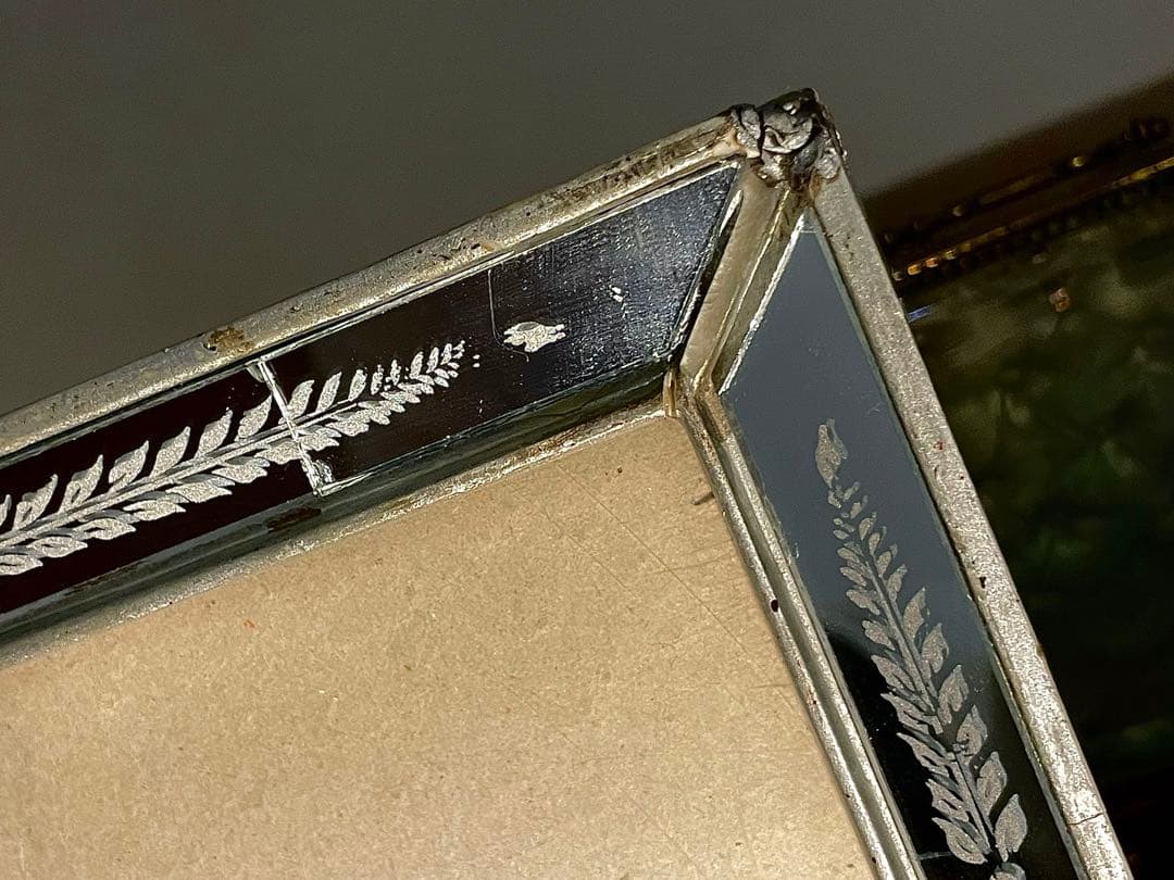フランス　 アンティーク 写真立て 鏡　アールヌーボー　アールデコ　蚤の市