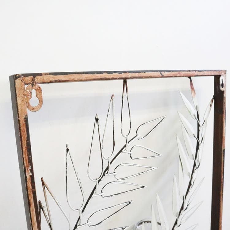 ウォールアートパネル フラワーベース/キャンドルホルダー シダ