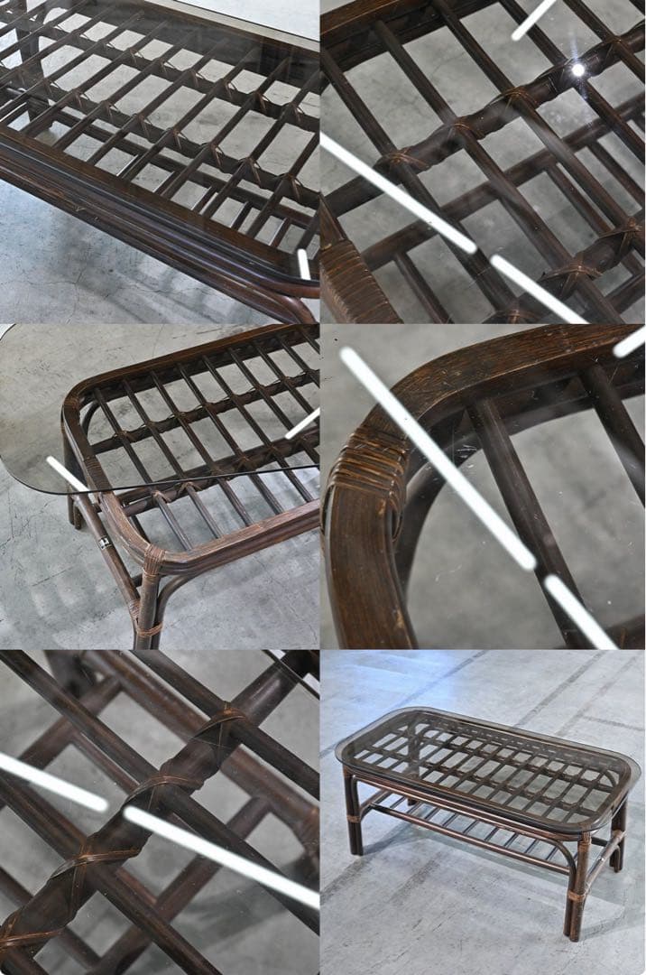 ★コスガ ラタンローテーブル ガラス 籐 センター KOSUGA_ヤマカワ