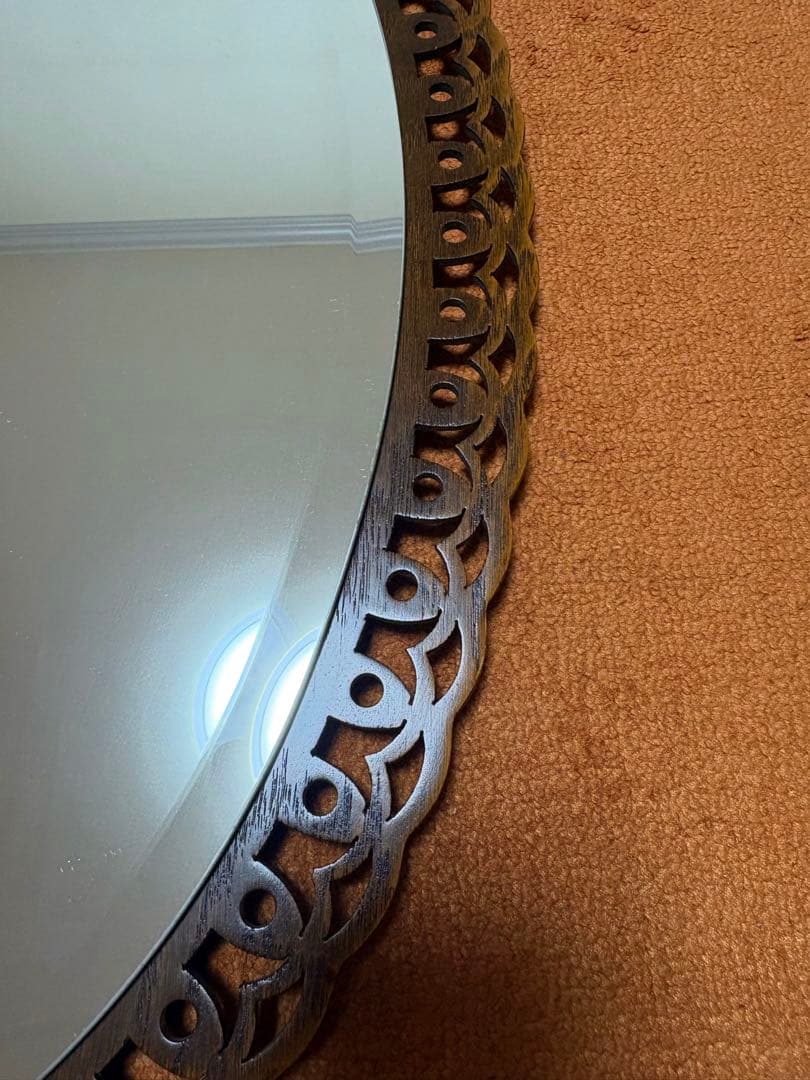 国産高級家具 レース細工ウォールミラー アンティーク調 鏡