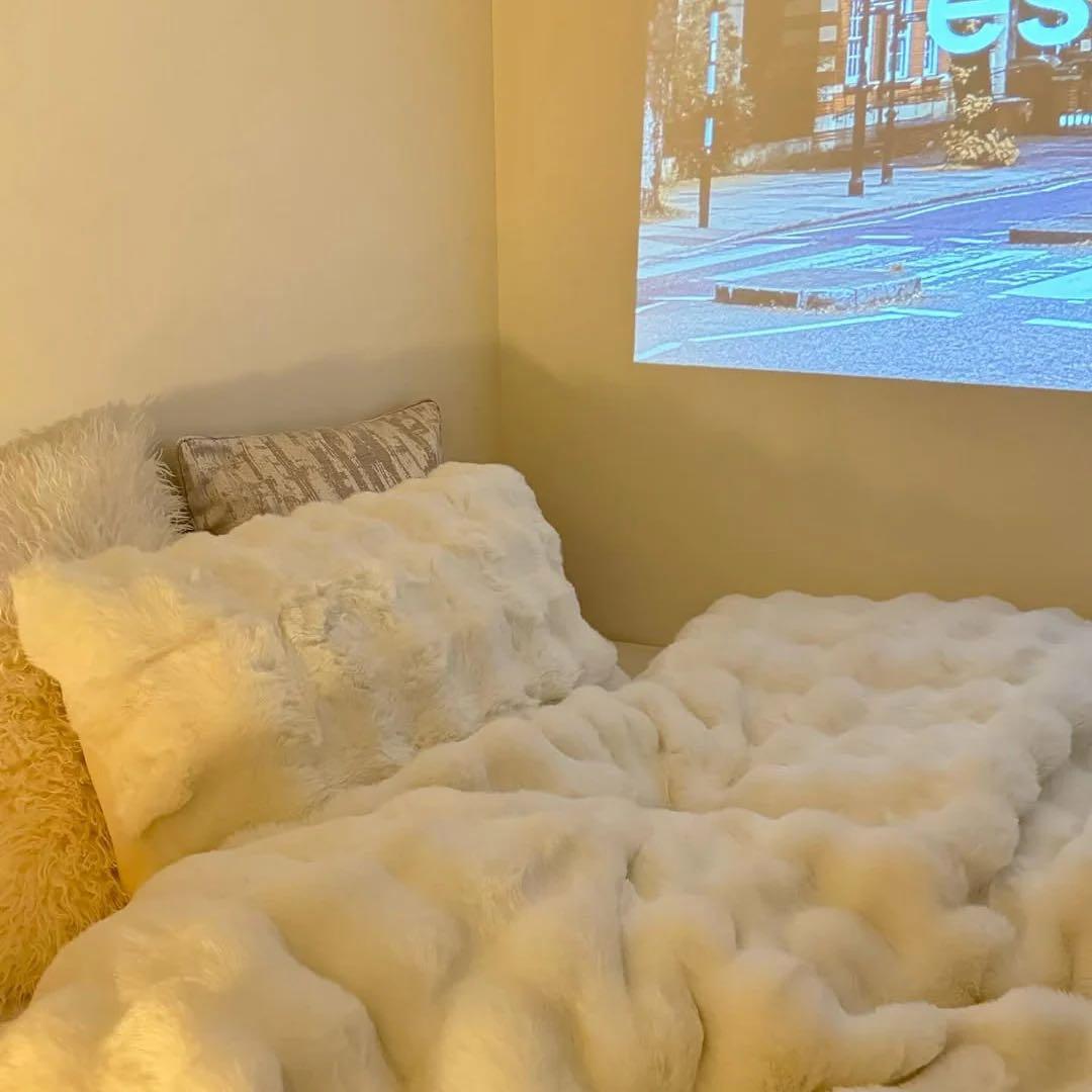 新品 Francfranc ポコモコファー 掛け布団カバー シングルホワイト