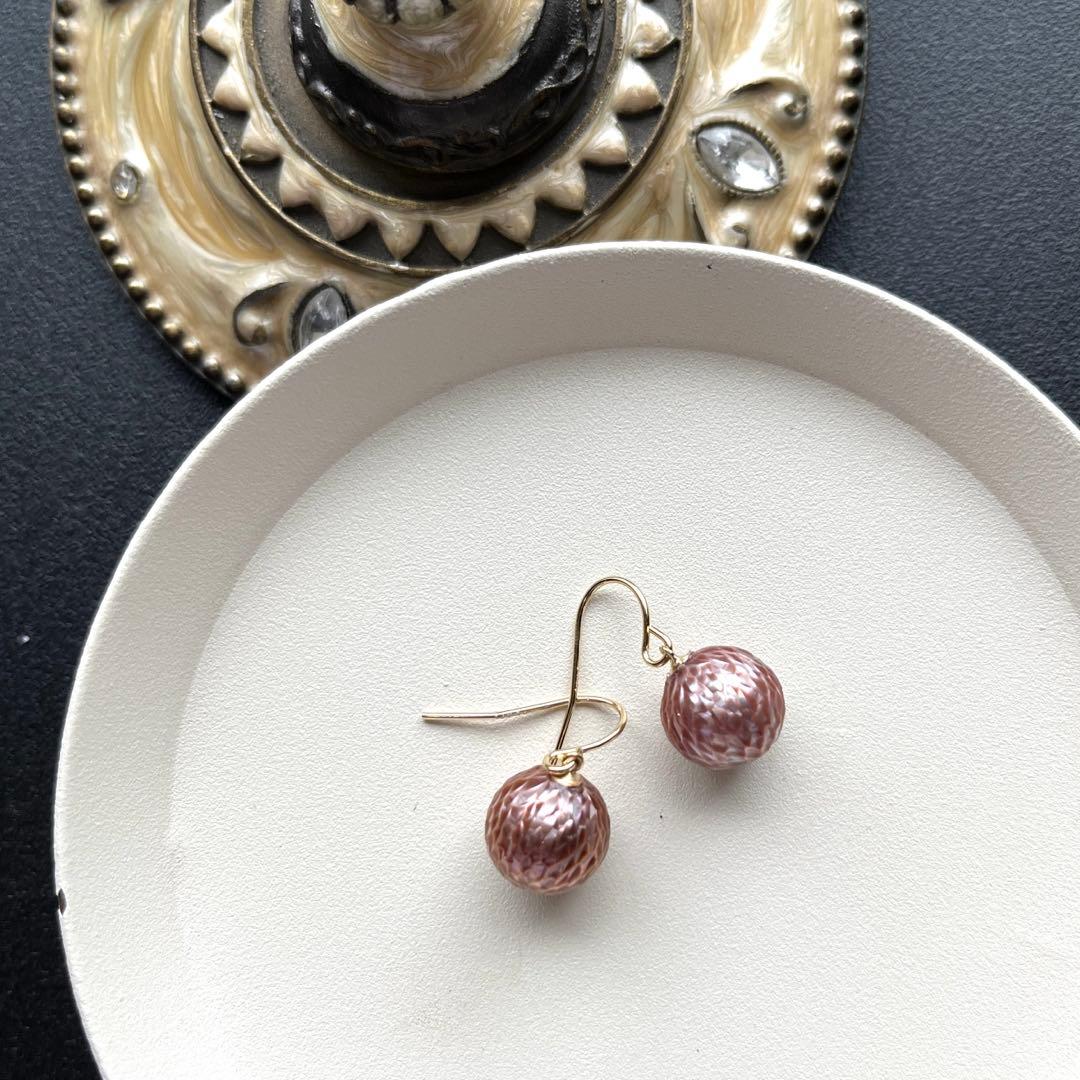 《1点限定》ドラゴンスキンカービングモーブピンク②片穴＊ピアスorイヤリング