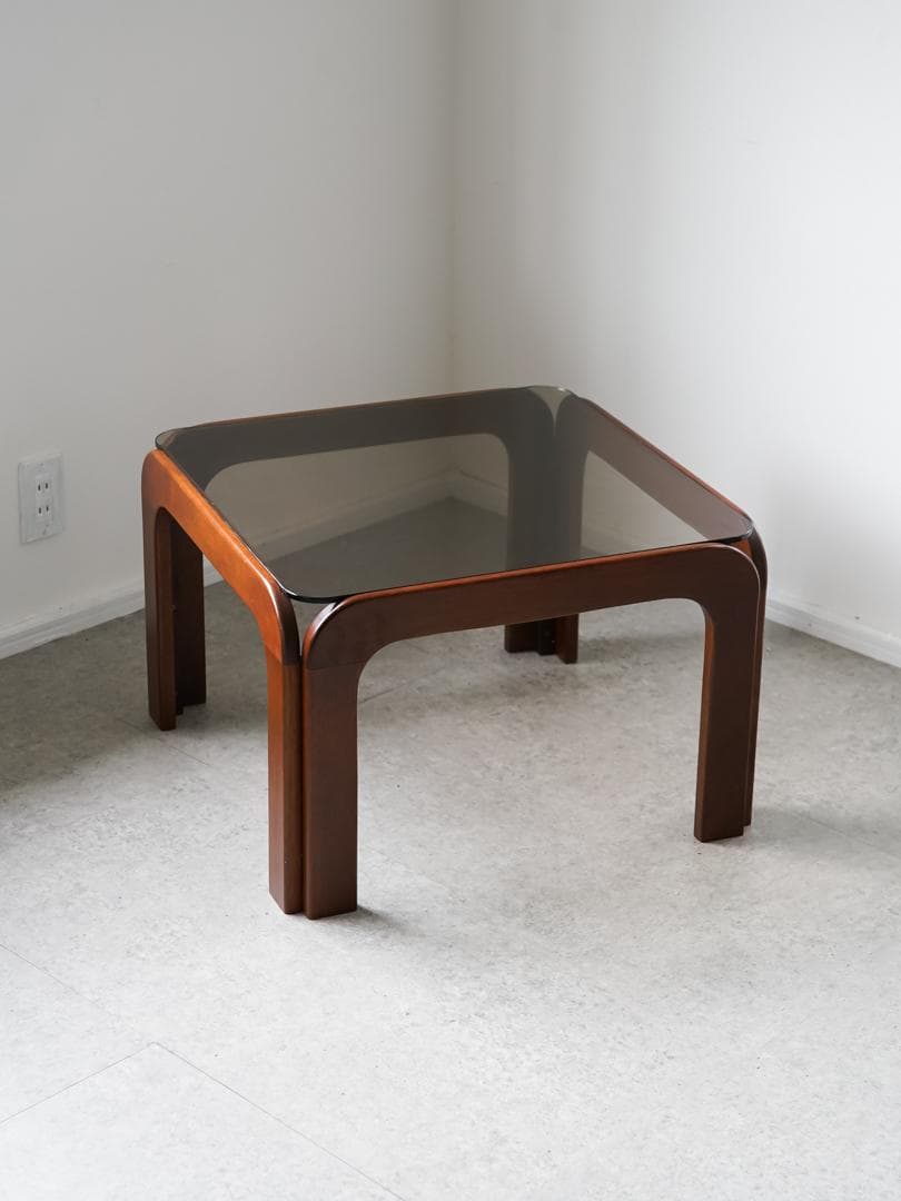 70-80's vintage スモーク ガラステーブル ミッドセンチュリー