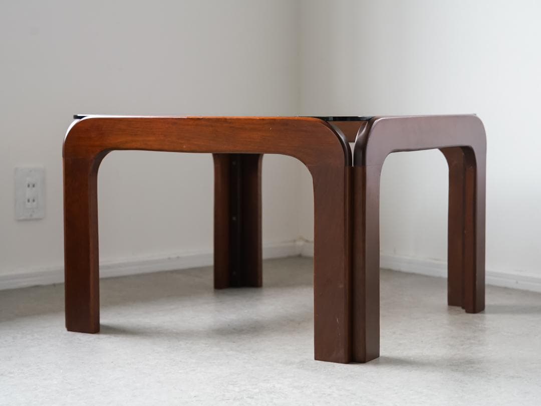 70-80's vintage スモーク ガラステーブル ミッドセンチュリー