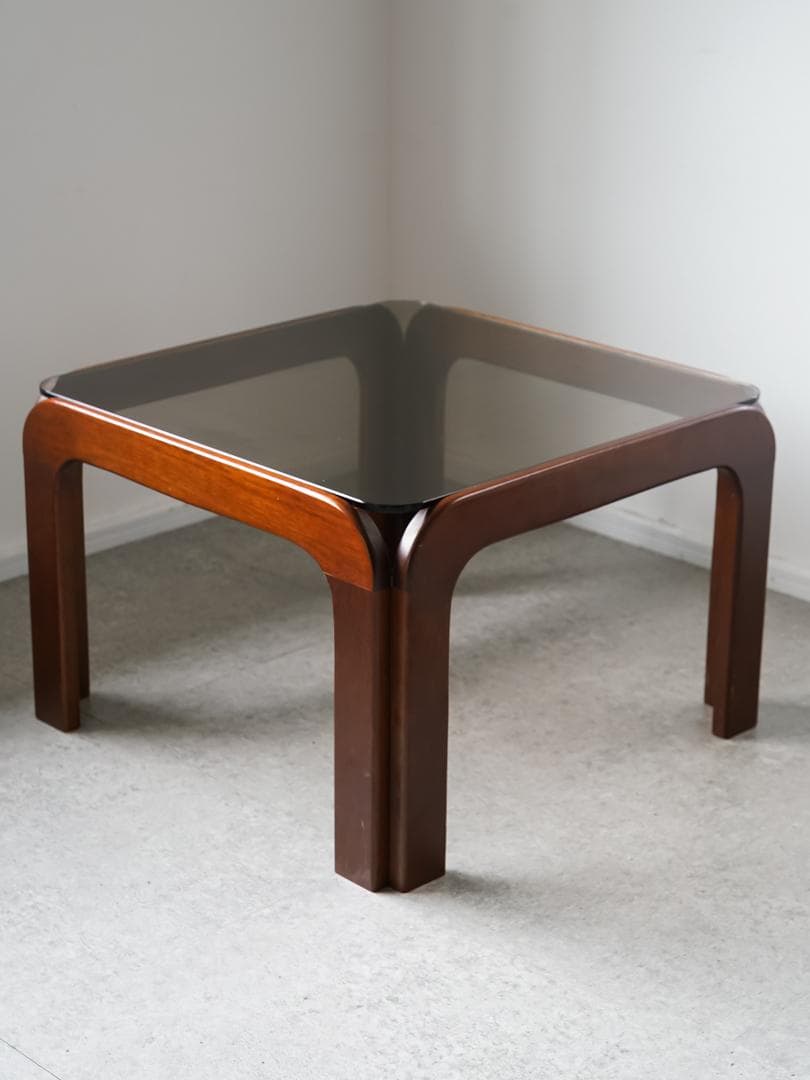 70-80's vintage スモーク ガラステーブル ミッドセンチュリー