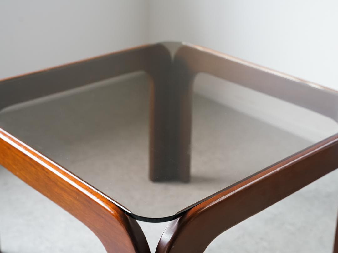 70-80's vintage スモーク ガラステーブル ミッドセンチュリー