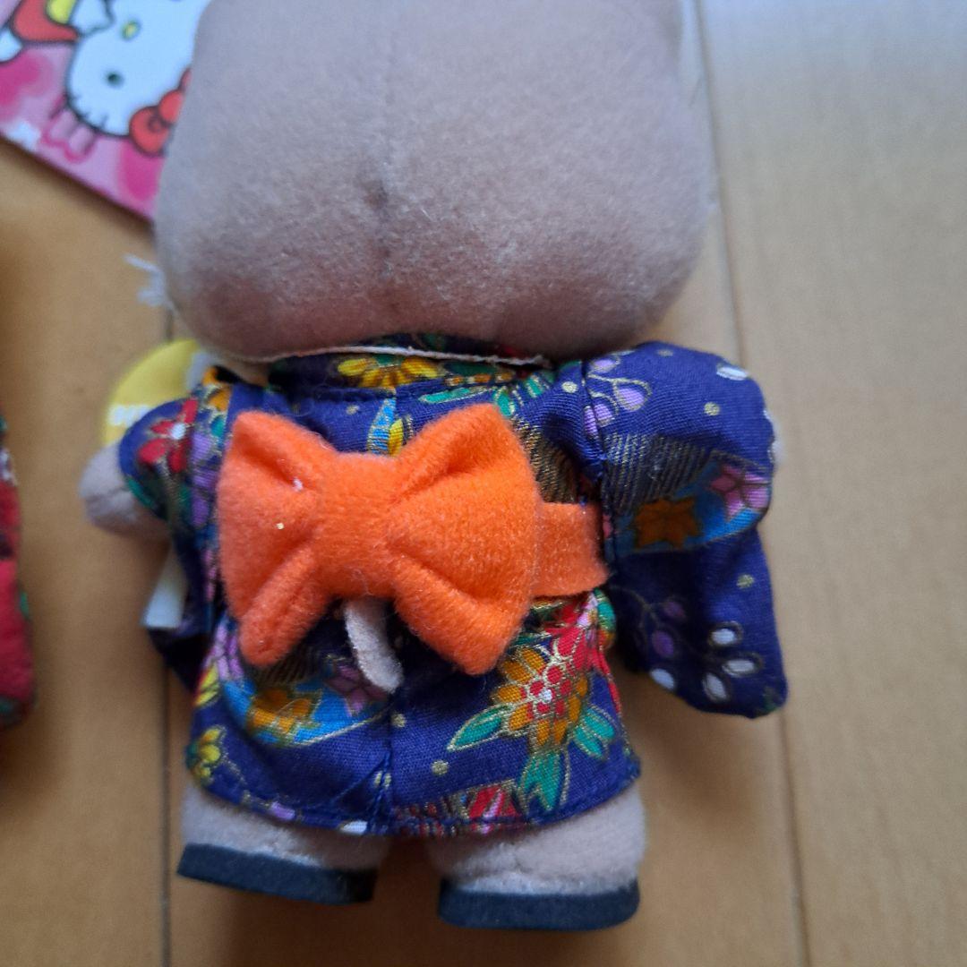 当時物 日焼けキティ 白キティ ハイビスカス 浴衣 ぬいぐるみ