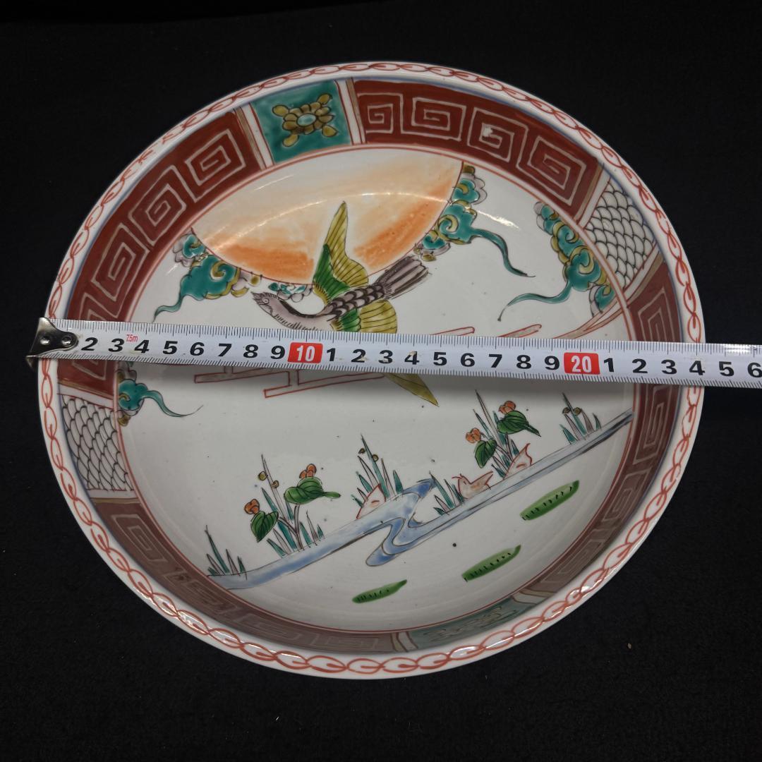 江戸時代　古伊万里 二重高台色絵鉢　二枚セット骨董　アンティーク　鉢　花鶴