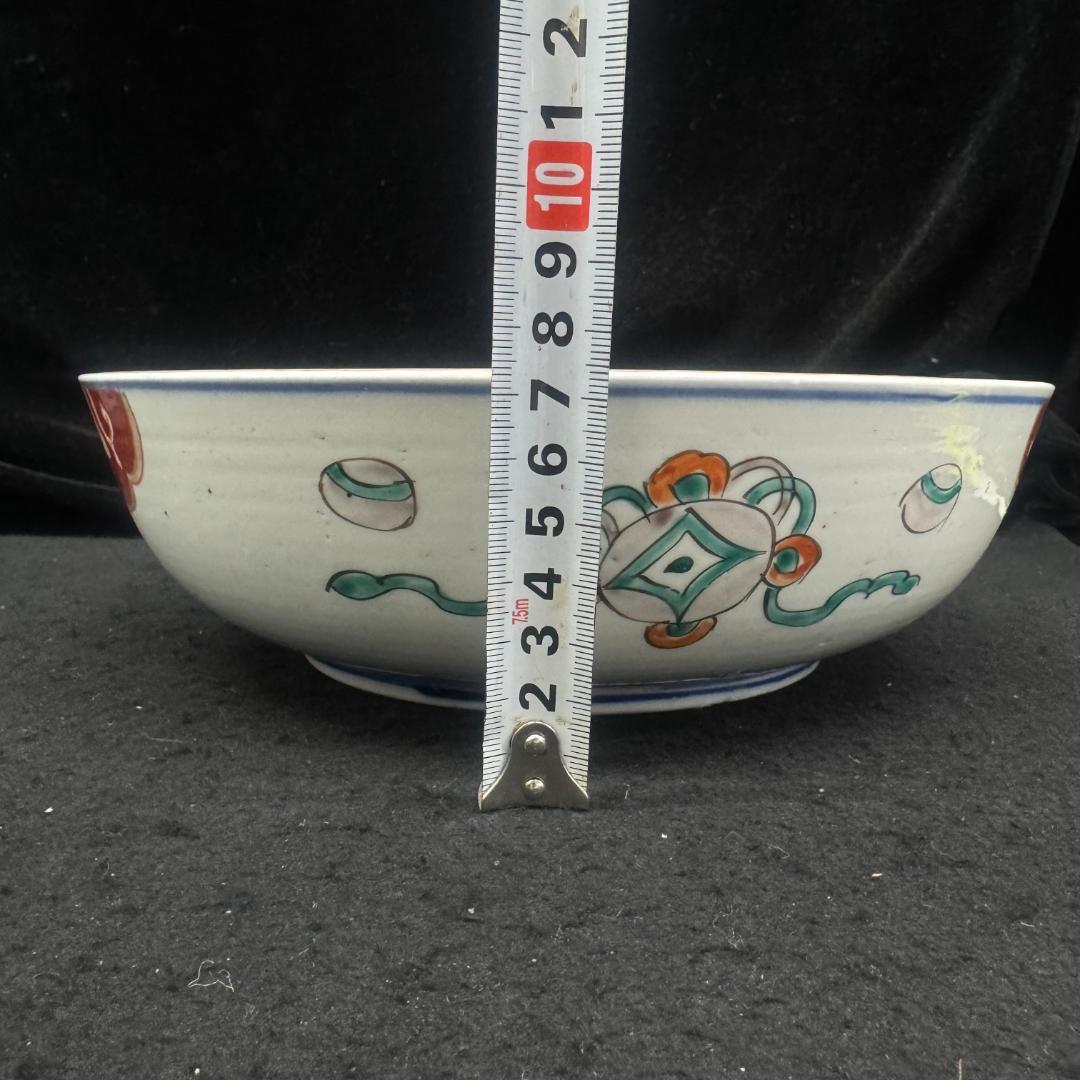 江戸時代　古伊万里 二重高台色絵鉢　二枚セット骨董　アンティーク　鉢　花鶴