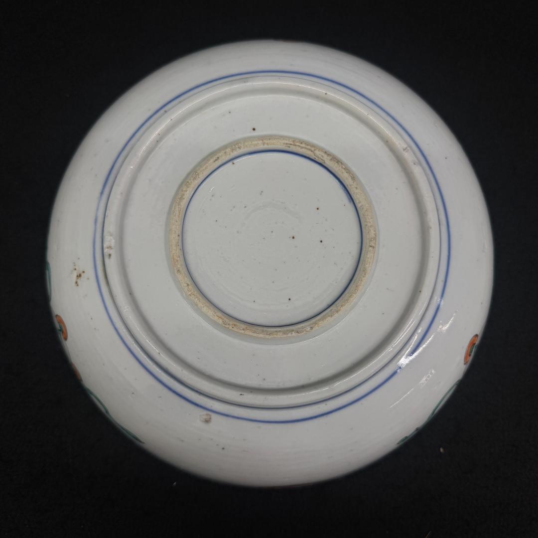 江戸時代　古伊万里 二重高台色絵鉢　二枚セット骨董　アンティーク　鉢　花鶴