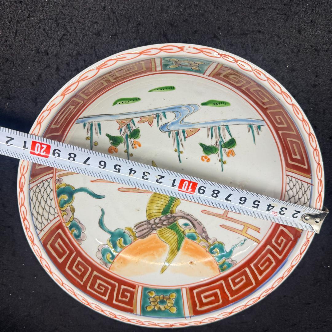 江戸時代　古伊万里 二重高台色絵鉢　二枚セット骨董　アンティーク　鉢　花鶴