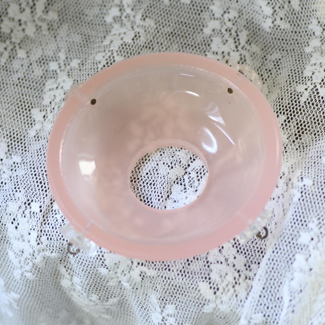 フランスアンティーク　ピンクオパリンガラス　ミニシェード/ランプシャンデリア